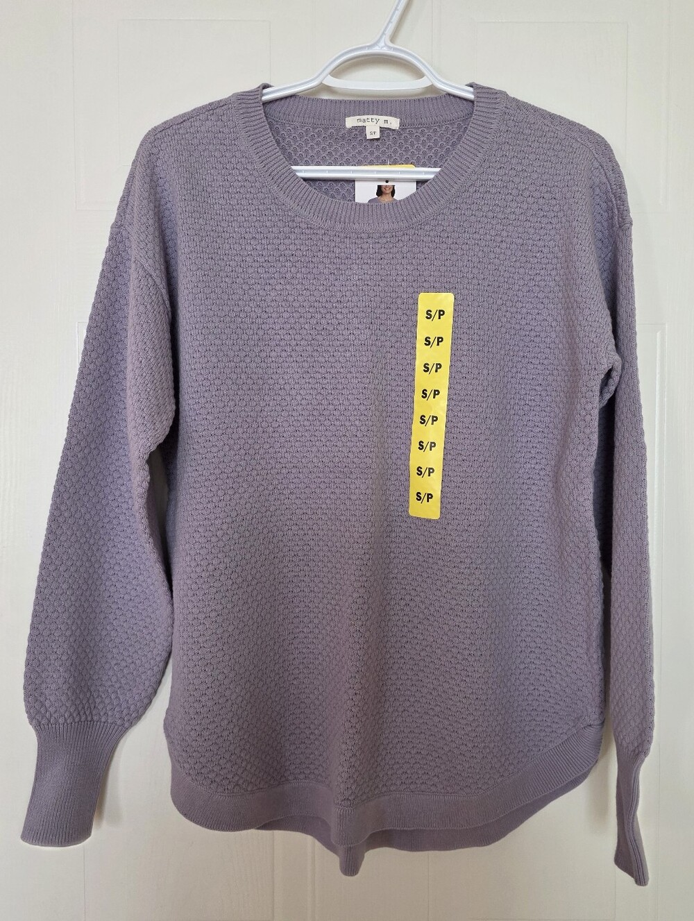 Matty M Lilac Textured Crewneck Sweater Small